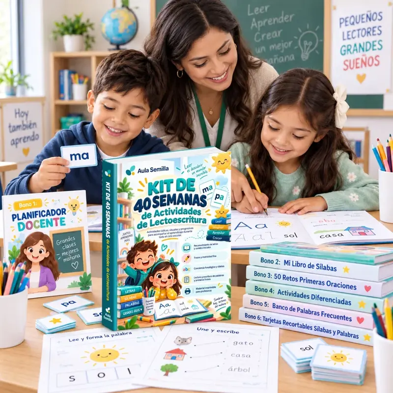 Kit de 40 Semanas de Actividades de Lectoescritura para primer grado con sus 6 bonos